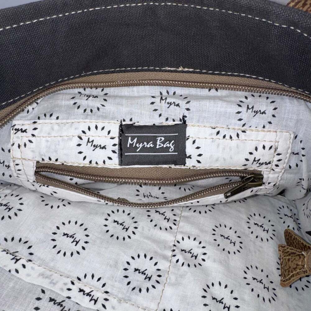 Myra Bag Canvas Faux Leather Tote Shoulder Bag Large Boho - Picture 6 of 9